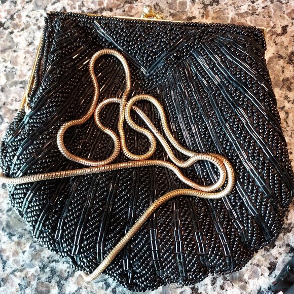 TWO VINTAGE BEADED EVENING BAGS FORMAL FANCY PARTY - Picture 4 of 7